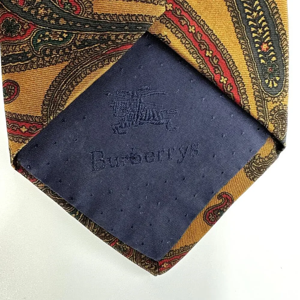 Vintage Burberrys Paisley Print Neck Tie Lined Formal Career Multicolor One Size